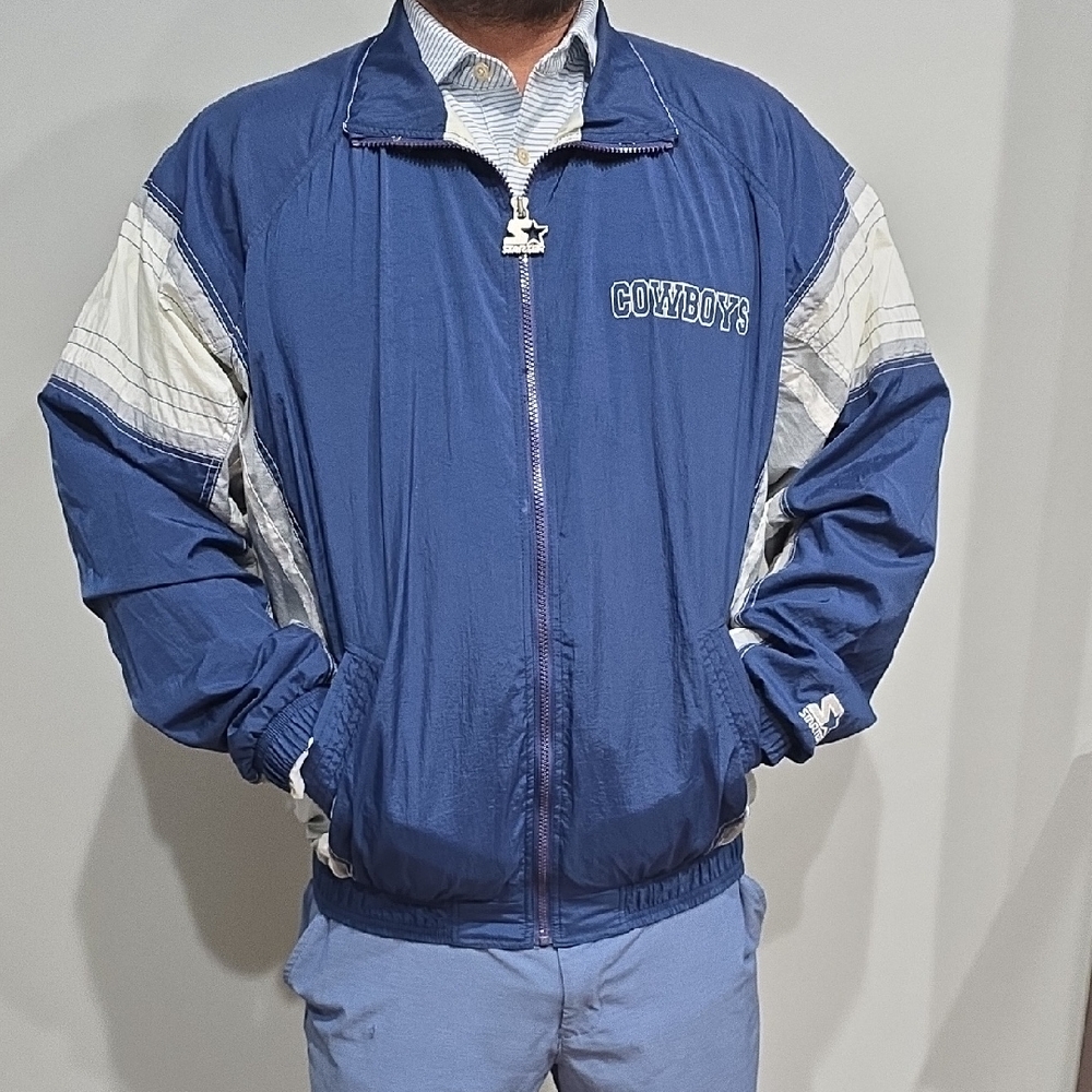 Blue Cowboys Vintage Men's Starter Jacket sz xl